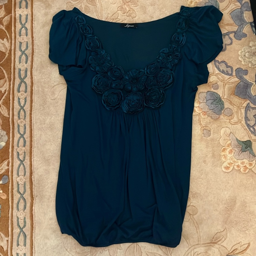 Sorprano Flutter Sleeve Tee Dark Teal